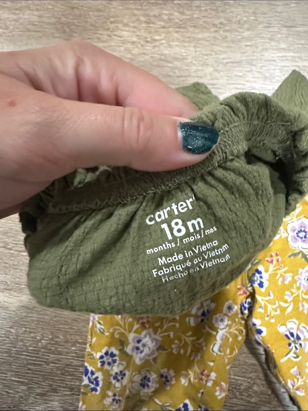 Carter's Olive Peplum Top with Yellow Floral Leggings